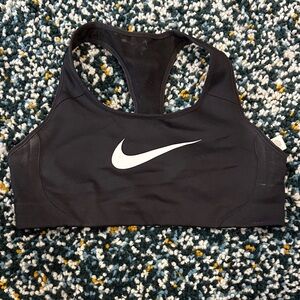 Nike Women's Black Sports Bra with White Logo